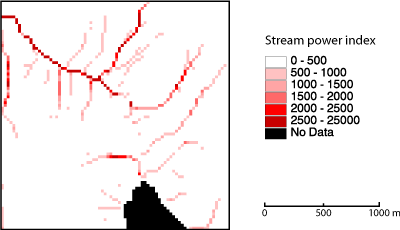 Das vom ldd net abgeleitete Flussintensitätsindex. (Swisstopo 1991)