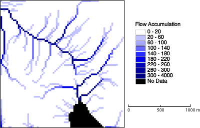 Wasseransammlungen können anhand eines ldd nets errechnet werden. (Swisstopo 1991)